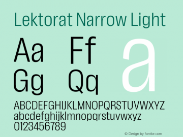 Lektorat Narrow Light Version 1.001;hotconv 1.0.116;makeotfexe 2.5.65601 Font Sample