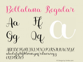 Bellaluna Version 1.00;December 10, 2020;FontCreator 12.0.0.2535 64-bit图片样张