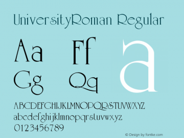 UniversityRoman Regular Altsys Metamorphosis:5/4/93 Font Sample