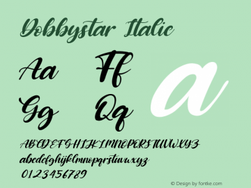 Dobbystar Italic Version 1.00;September 13, 2020;FontCreator 12.0.0.2563 64-bit图片样张