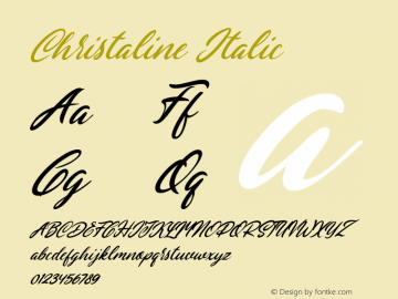 Christaline Italic Version 1.00;October 8, 2020;FontCreator 12.0.0.2563 64-bit图片样张