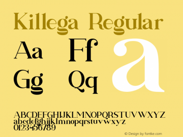 Killega Version 1.00;October 9, 2020;FontCreator 12.0.0.2567 64-bit图片样张