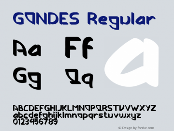 GONDES Version 1.00;October 9, 2020;FontCreator 12.0.0.2567 64-bit图片样张