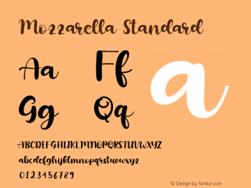 Mozzarella Standard Version 1.00;October 12, 2020;FontCreator 12.0.0.2563 64-bit Font Sample