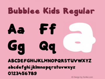 Bubblee Kids Regular Version 001.008 Font Sample