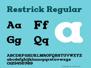 Restrick Version 1.00;October 8, 2020;FontCreator 13.0.0.2681 64-bit图片样张