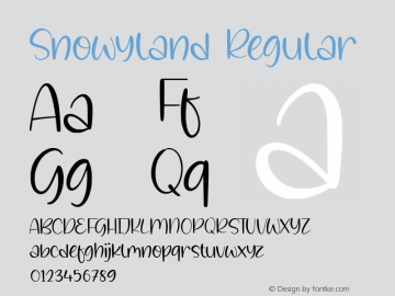 Snowyland Version 1.00;October 8, 2020;FontCreator 11.5.0.2430 64-bit Font Sample