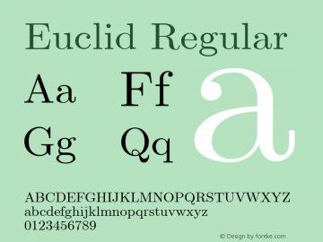Euclid Regular February 1999; version 1.5 Font Sample