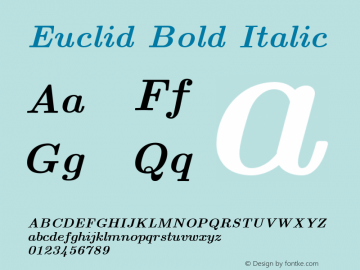 Euclid Bold Italic February 1999; version 1.5 Font Sample