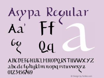 Asypa Version 1.00;December 15, 2020;FontCreator 12.0.0.2525 64-bit图片样张