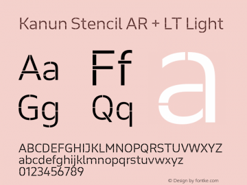 Kanun Stencil AR + LT Light Version 1.000 Font Sample
