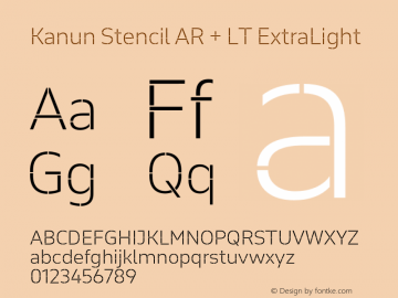 Kanun Stencil AR + LT ExtraLight Version 1.000 Font Sample