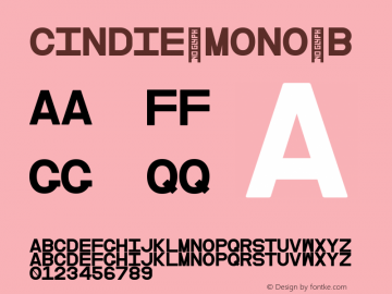 Cindie Mono B Version 2.000 Font Sample