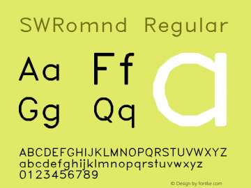 SWRomnd Regular Macromedia Fontographer 4.1 09/13/01 Font Sample