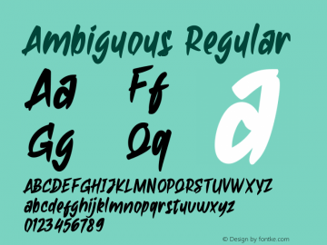 Ambiguous Version 1.00;December 9, 2020;FontCreator 13.0.0.2683 64-bit Font Sample