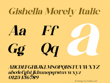 Gishella Morely Italic Version 1.00;December 9, 2020;FontCreator 13.0.0.2683 64-bit Font Sample