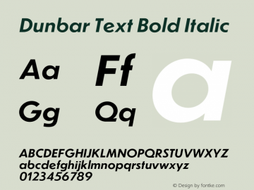 Dunbar Text Bold Italic 1.202图片样张