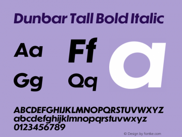 Dunbar Tall Bold Italic 1.202图片样张
