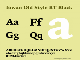 Iowan Old Style BT Black Version 1.000 Font Sample