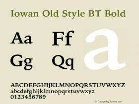 Iowan Old Style BT Bold Version 1.000 Font Sample