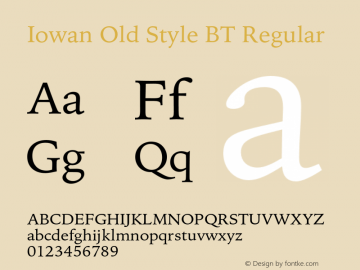 Iowan Old Style BT Roman Version 1.000 Font Sample