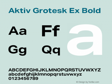 Aktiv Grotesk Ex Bold Version 3.011 Font Sample