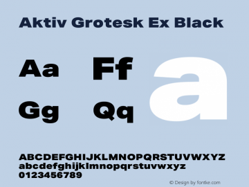 Aktiv Grotesk Ex Black Version 3.011 Font Sample