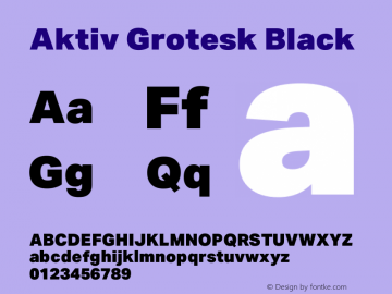 Aktiv Grotesk Black Version 3.011 Font Sample