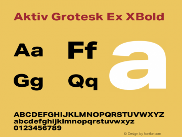 Aktiv Grotesk Ex XBold Version 3.011 Font Sample