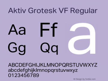 Aktiv Grotesk VF Regular Version 3.011图片样张