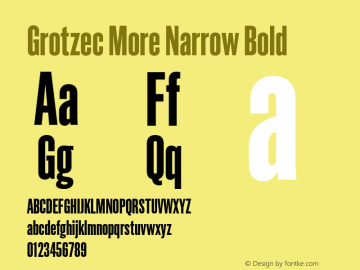 Grotzec Narrow Bold Version 1.000 Font Sample