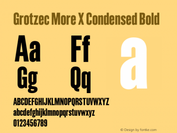 Grotzec Xcond Bold Version 1.000 Font Sample