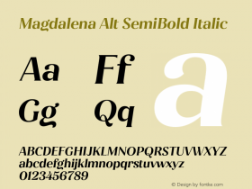 MagdalenaAlt-SemiBoldItalic Version 1.001;PS 001.001;hotconv 1.0.88;makeotf.lib2.5.64775图片样张