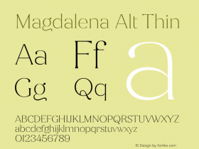 MagdalenaAlt-Thin Version 1.001;PS 001.001;hotconv 1.0.88;makeotf.lib2.5.64775图片样张