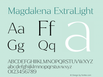 Magdalena-ExtraLight Version 1.001;PS 001.001;hotconv 1.0.88;makeotf.lib2.5.64775 Font Sample