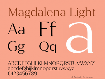 Magdalena-Light Version 1.001;PS 001.001;hotconv 1.0.88;makeotf.lib2.5.64775 Font Sample