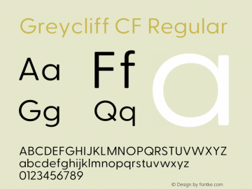 Greycliff CF Regular Version 2.100;hotconv 1.0.109;makeotfexe 2.5.65596图片样张