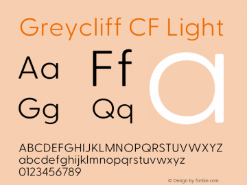Greycliff CF Light Version 2.100;hotconv 1.0.109;makeotfexe 2.5.65596图片样张