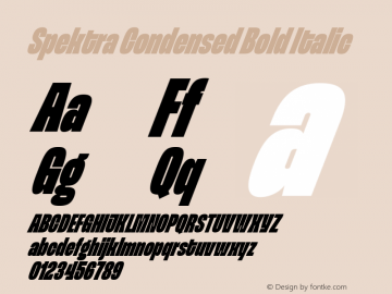 Spektra Condensed Bold Italic Version 1.002 Font Sample
