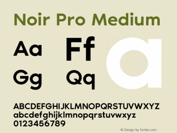 Noir Pro Medium Version 1.000 Font Sample