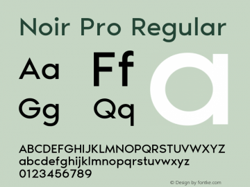 Noir Pro Regular Version 1.000 Font Sample