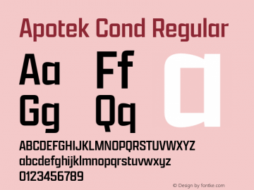 Apotek Cond Regular Version 1.000 Font Sample