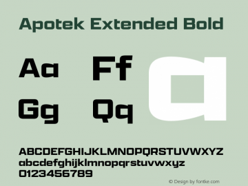 Apotek Extended Bold Version 1.000 Font Sample