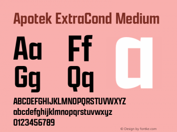 Apotek ExtraCond Medium Version 1.000 Font Sample