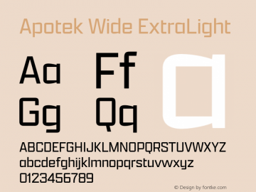 Apotek Wide ExtraLight Version 1.000 Font Sample
