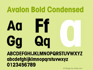 Avalon-BoldCond Version 1.071 Font Sample