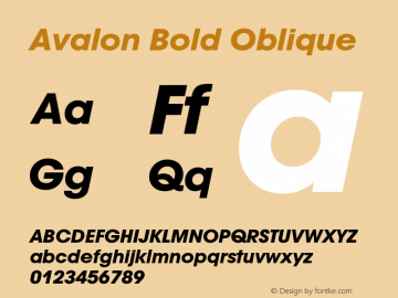 Avalon-BoldOblique Version 1.071 Font Sample