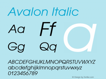 Avalon-BookOblique Version 1.071 Font Sample
