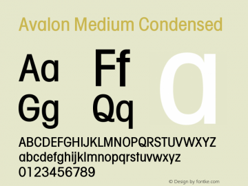 Avalon-MediumCond Version 1.071 Font Sample