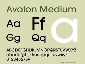 Avalon-Medium Version 1.071 Font Sample